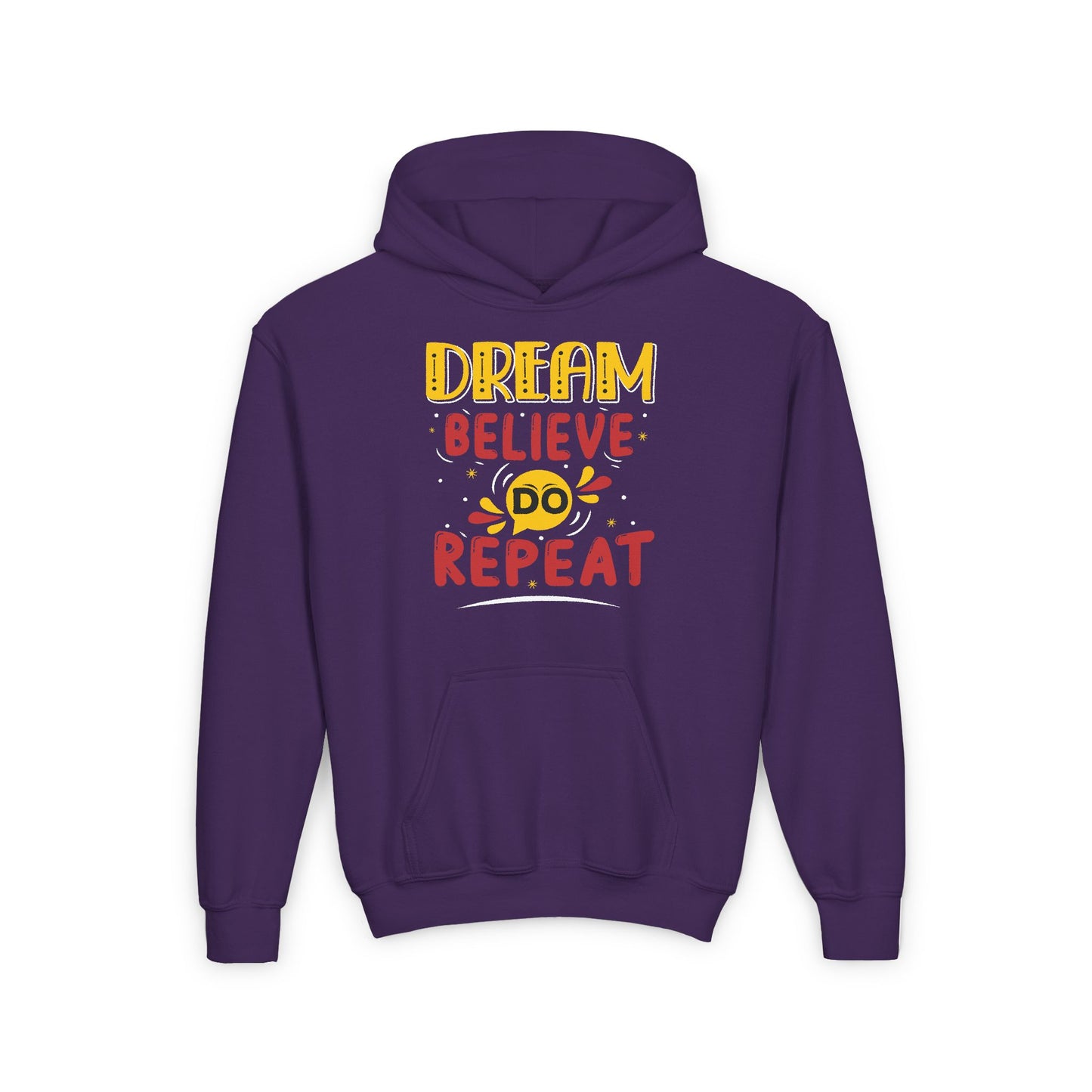 Dream Believe Repeat Youth Heavy Blend Hooded Sweatshirt