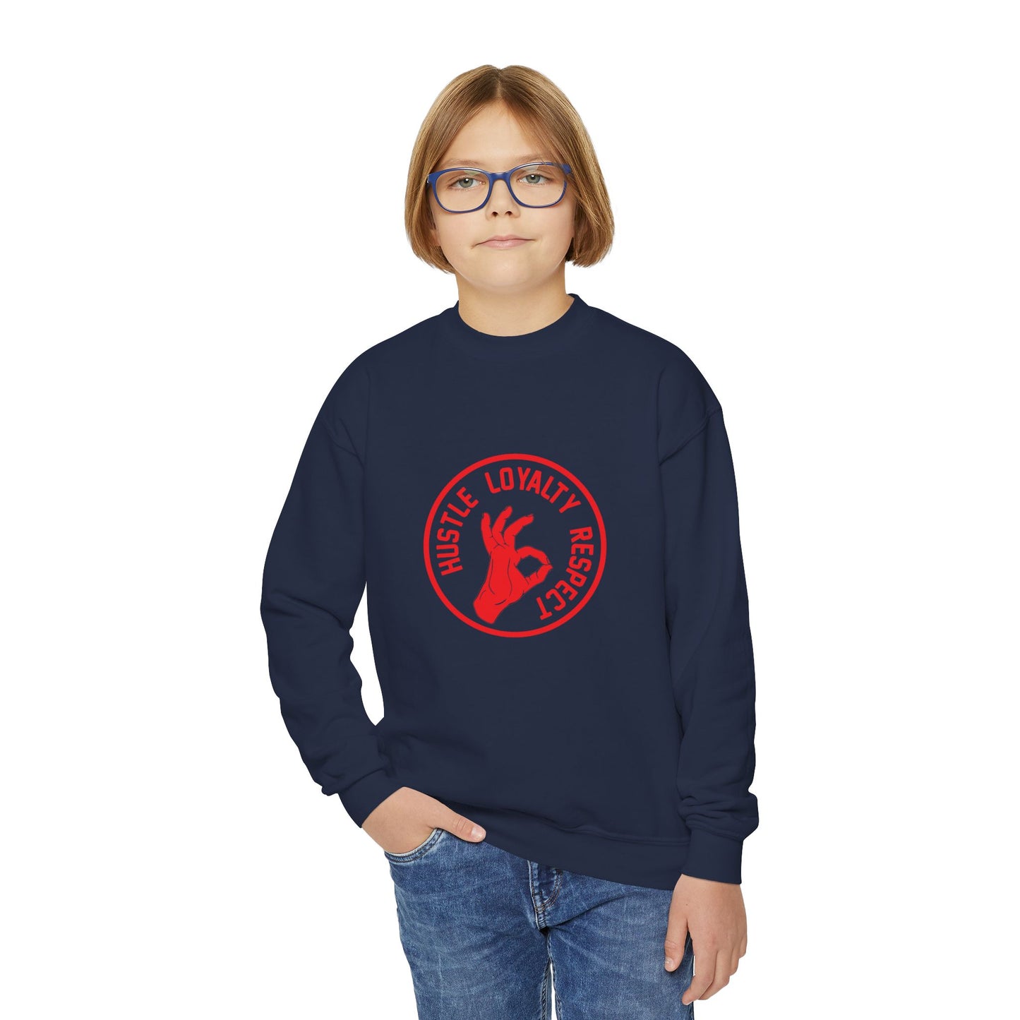 Hustle Loyalty Respect Youth Crewneck Sweatshirt