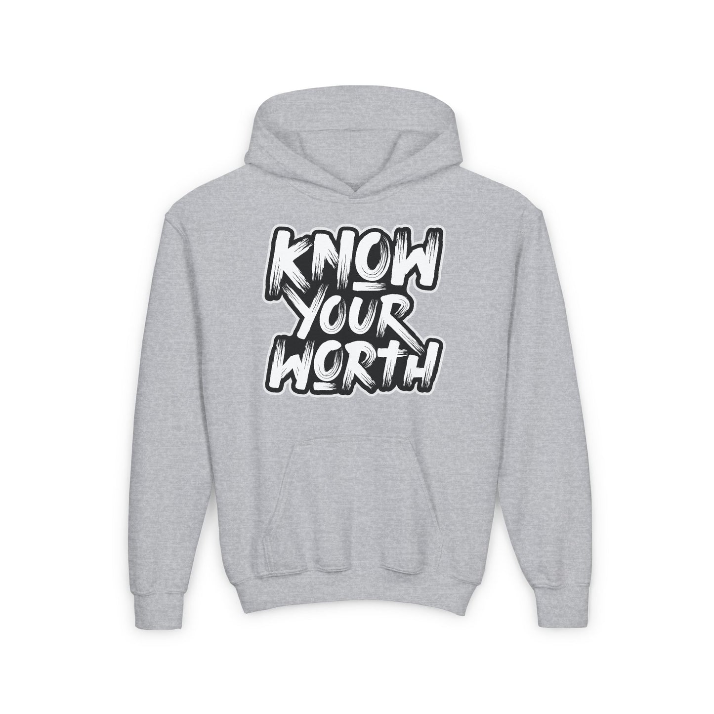 Know Your Worth Youth Heavy Blend Hooded Sweatshirt