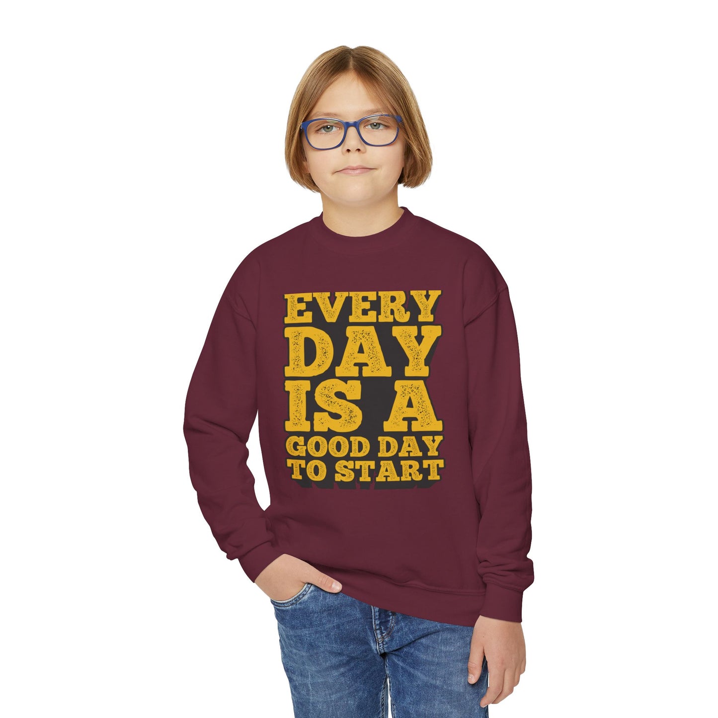 Every Day Is A Good Day To Start Youth Crewneck Sweatshirt