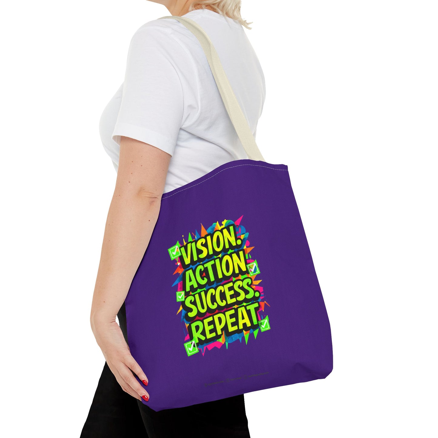 Vision Action Success Repeat Tote Bag (AOP)