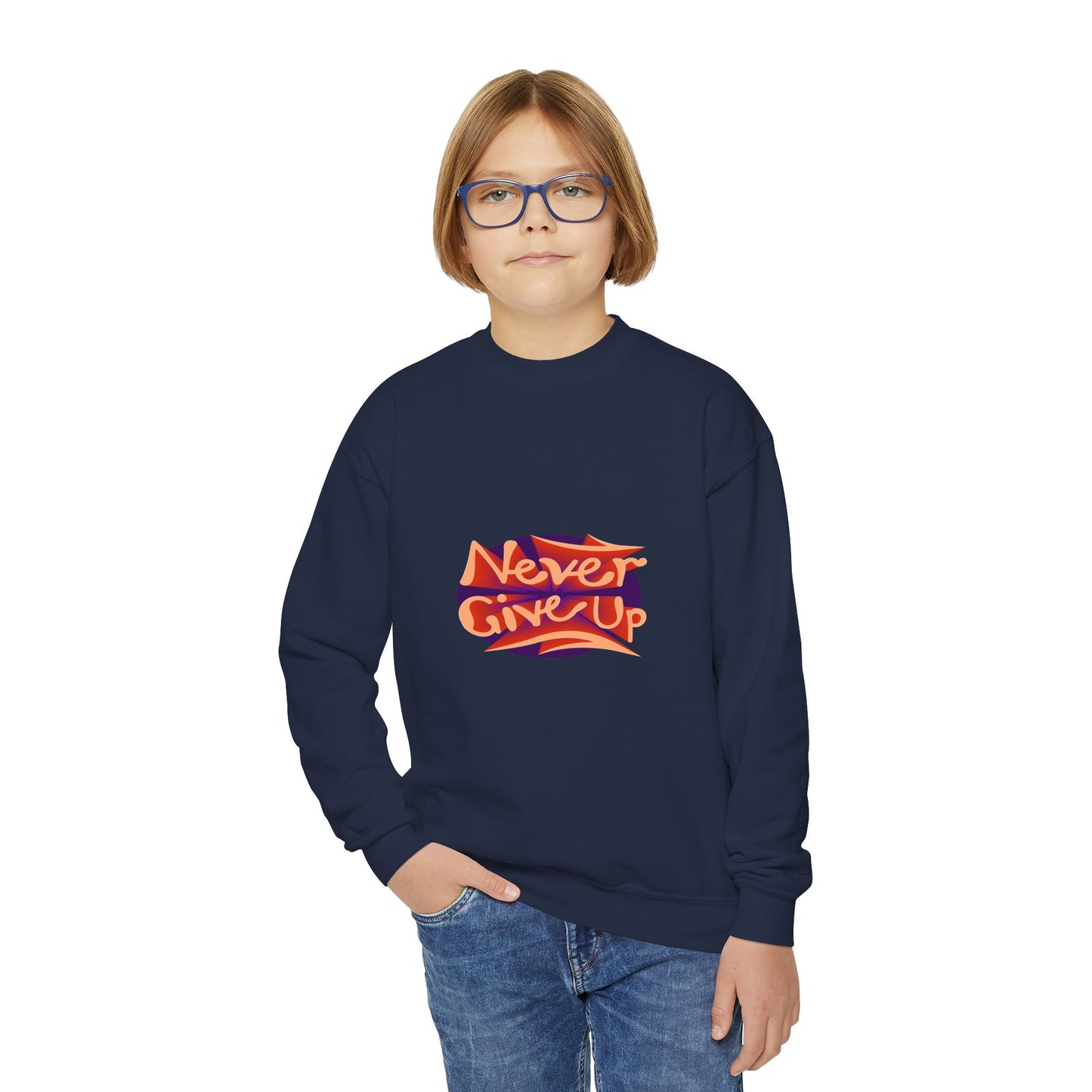 Never Give Up Youth Crewneck Sweatshirt