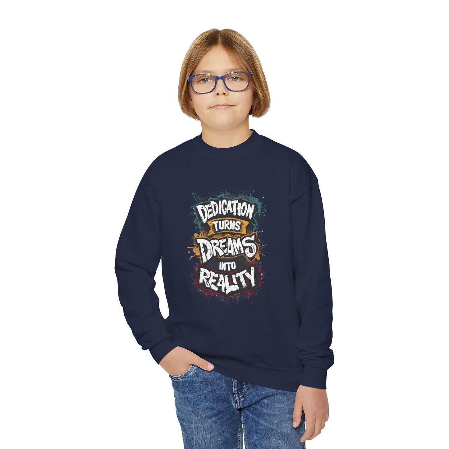 Dedication Turns Dreams Into Reality Youth Crewneck Sweatshirt
