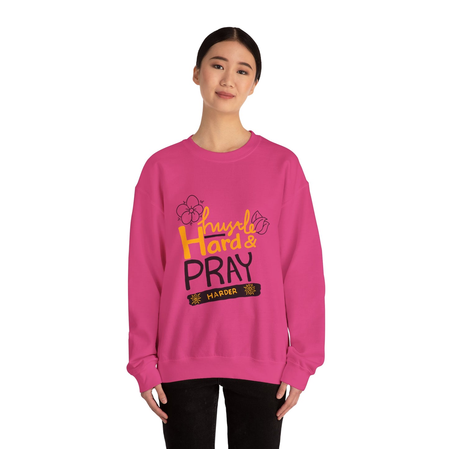 Hustle Hard And Pray Harder Unisex Heavy Blend™ Crewneck Sweatshirt