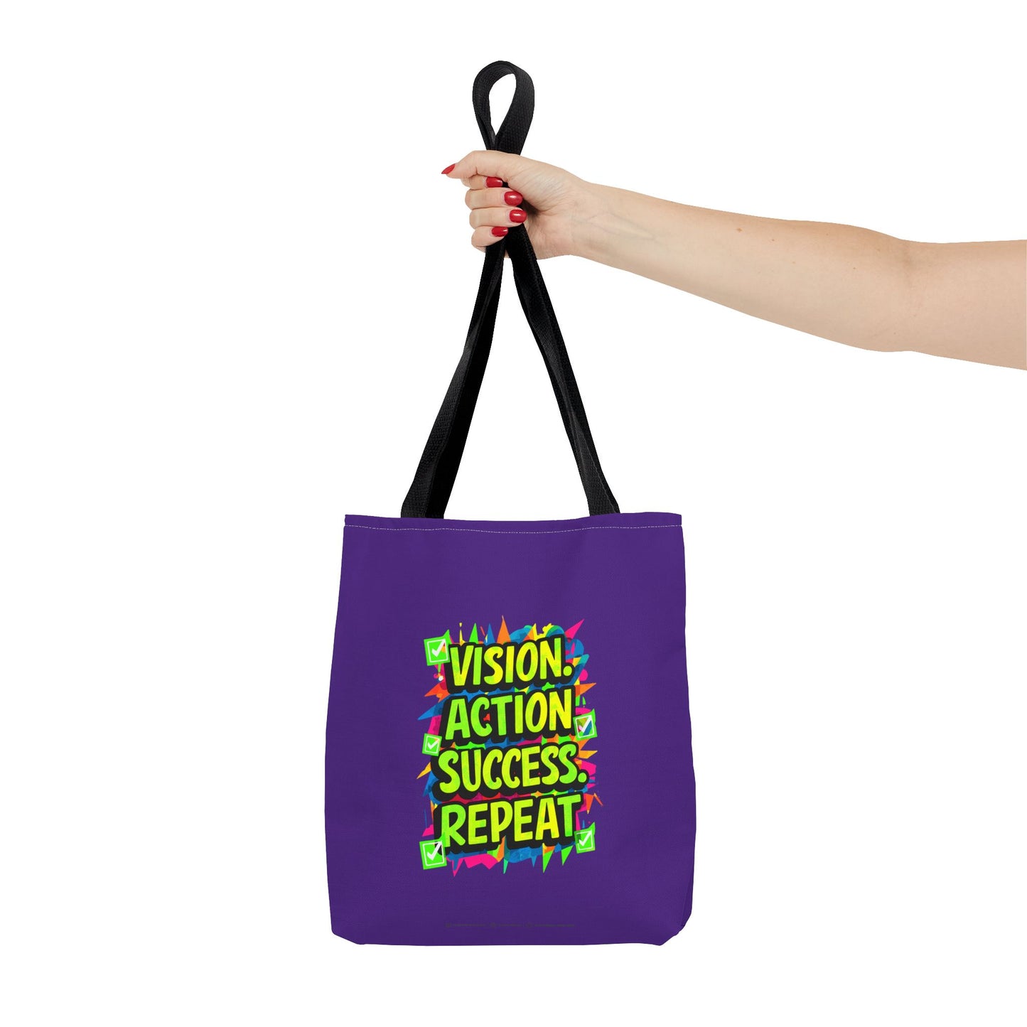 Vision Action Success Repeat Tote Bag (AOP)