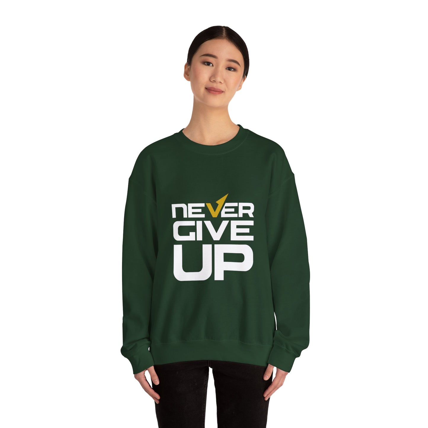 Never Give Up Unisex Heavy Blend™ Crewneck Sweatshirt