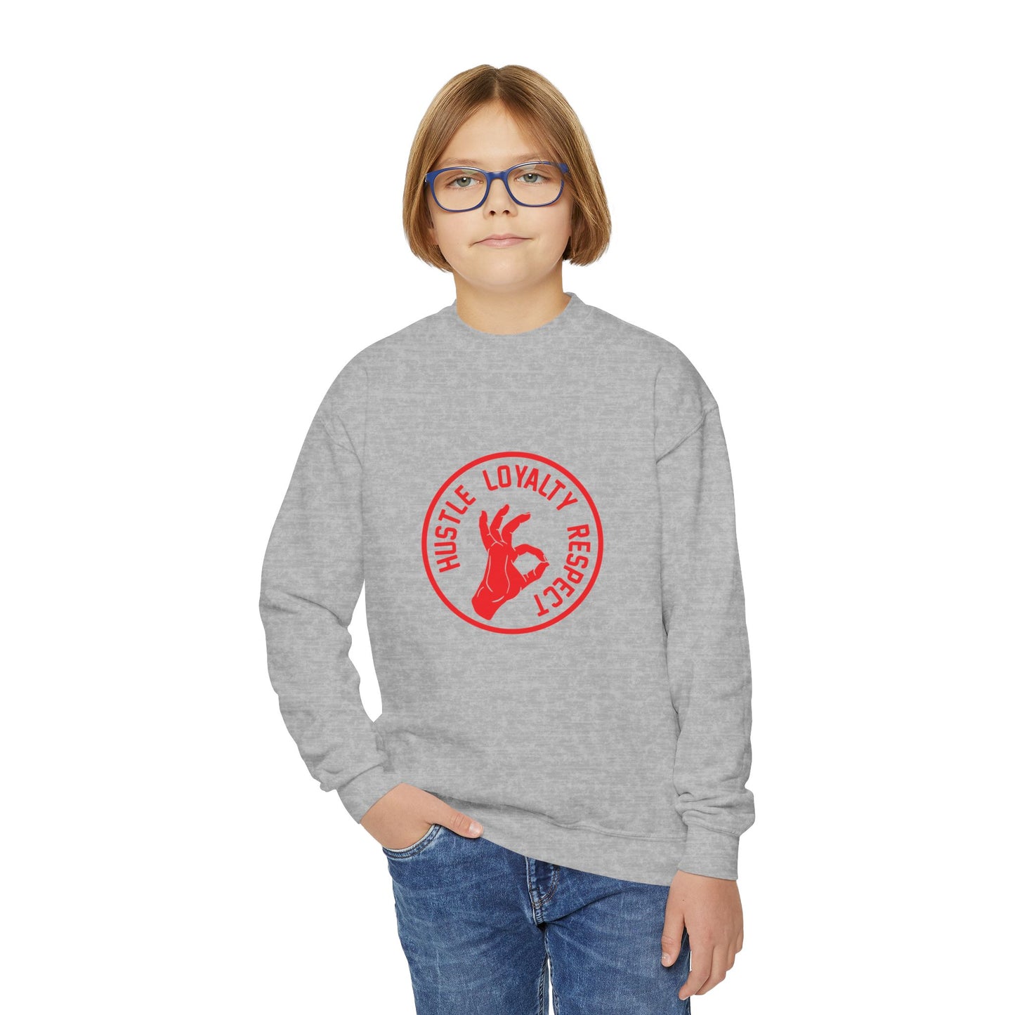 Hustle Loyalty Respect Youth Crewneck Sweatshirt