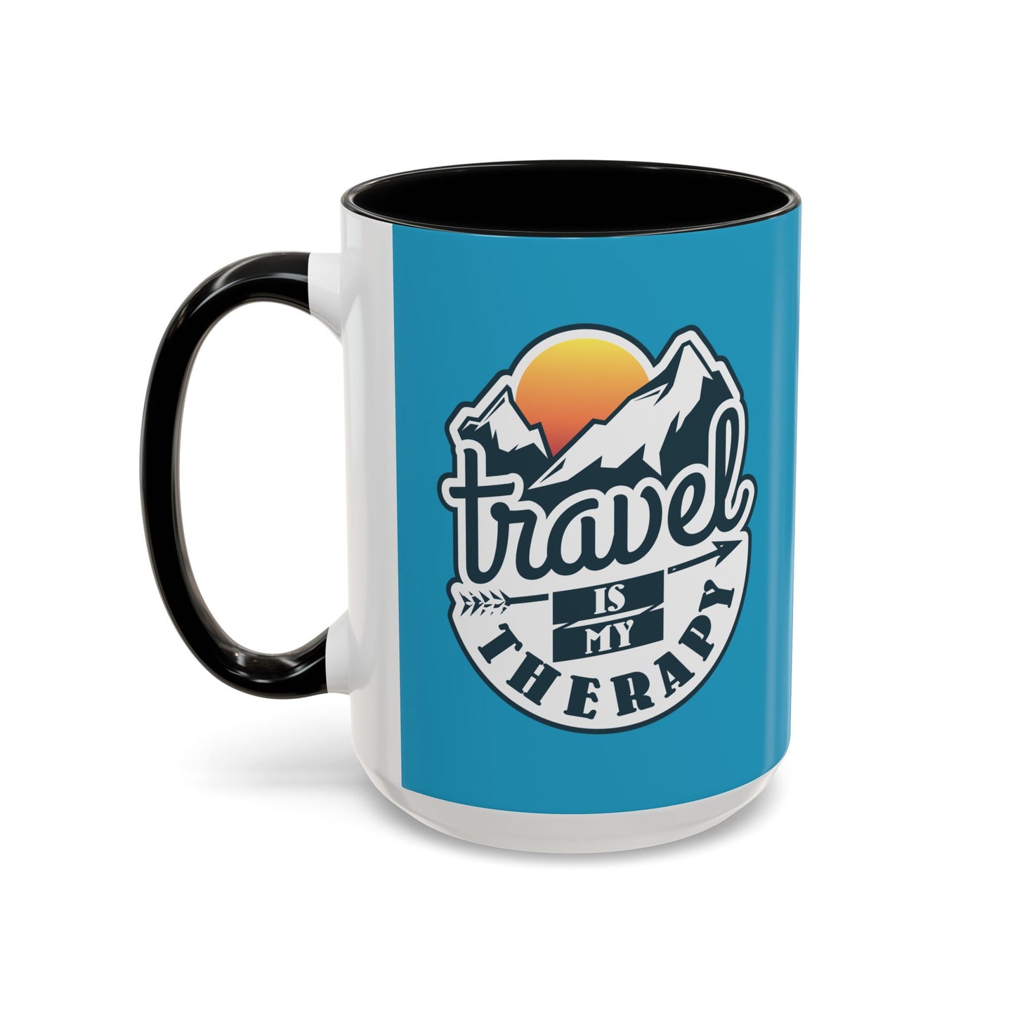 Travel Is My Therapy Accent Coffee Mug (11, 15oz)