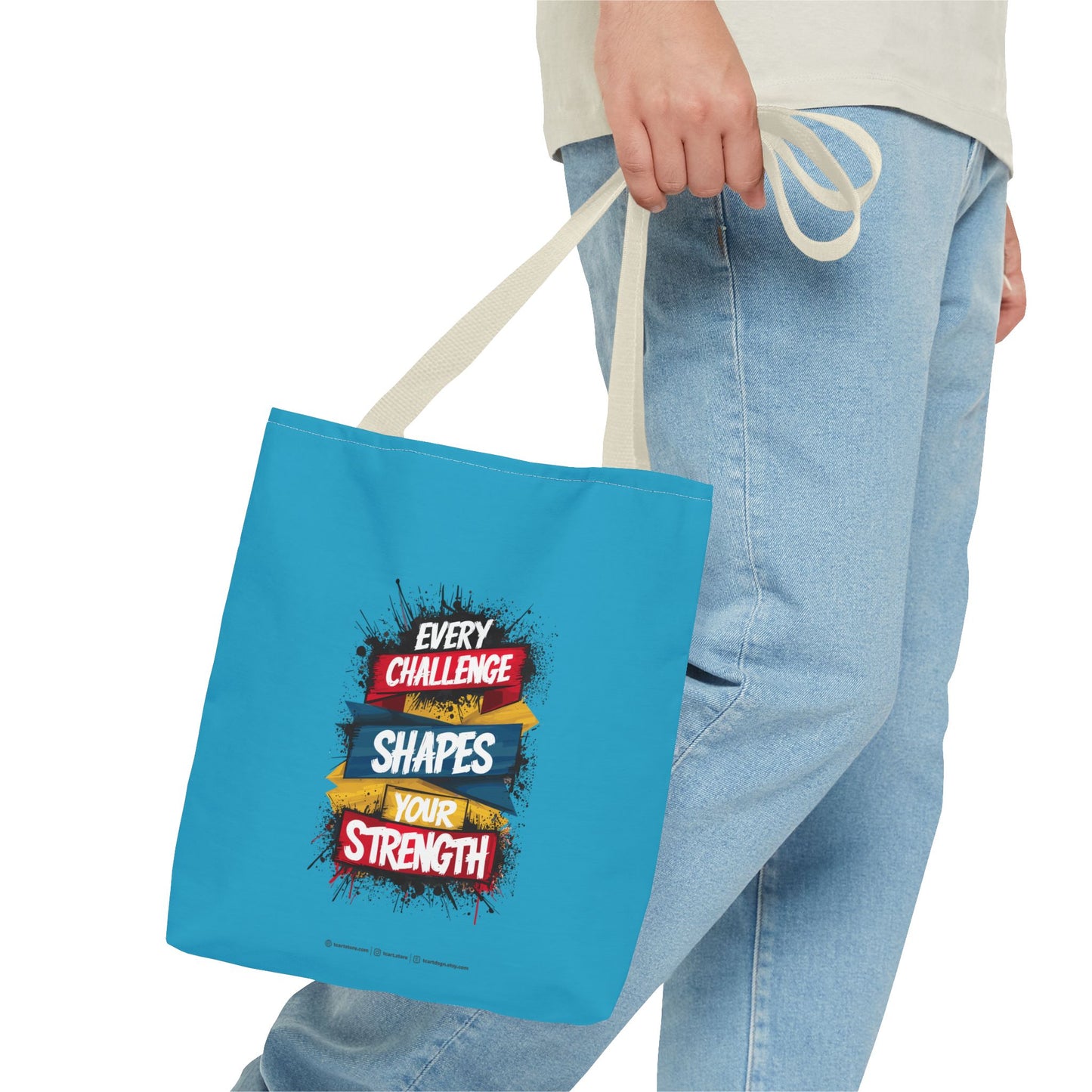 Every Challenge Shapes Your Strength Tote Bag (AOP)