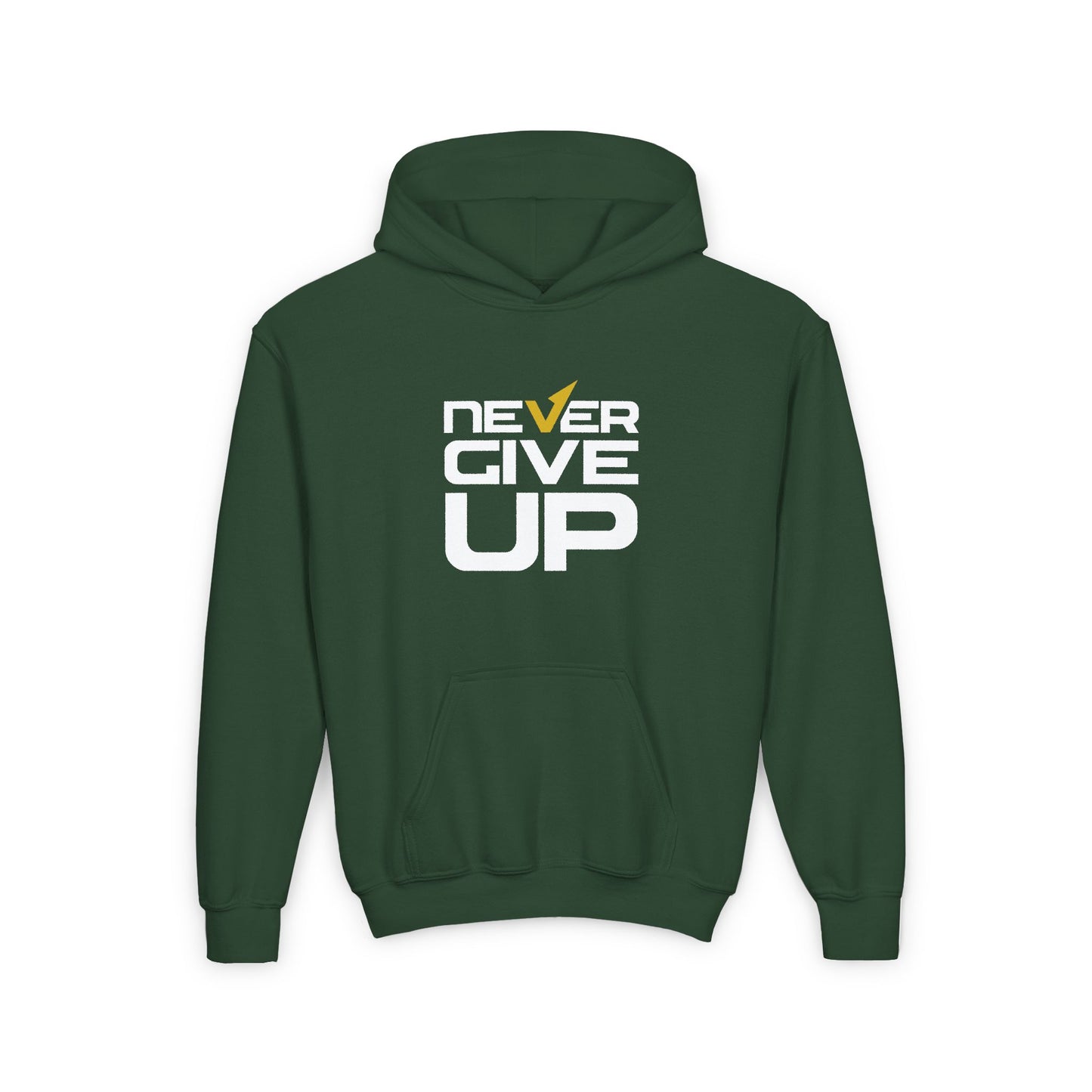 Never Give Up Youth Heavy Blend Hooded Sweatshirt