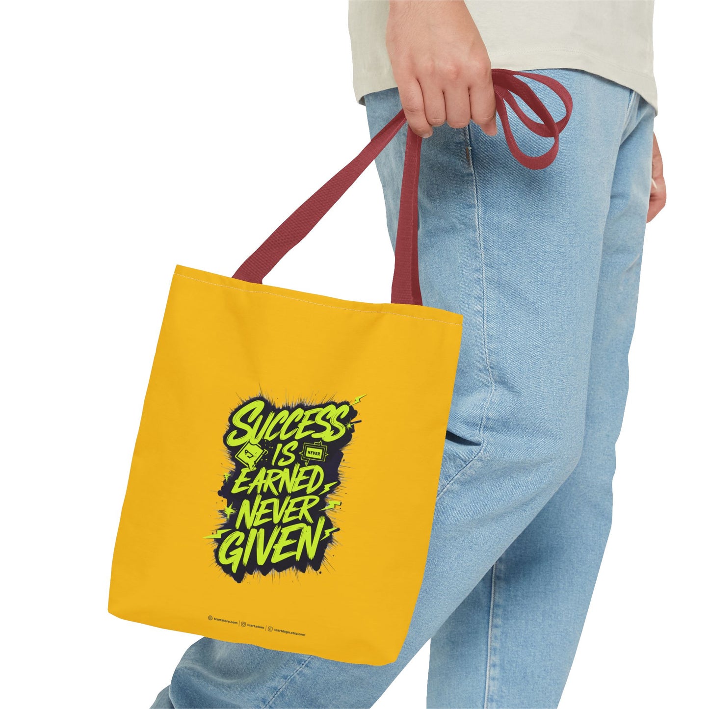 Success Is Never Earned Never Given Tote Bag (AOP)