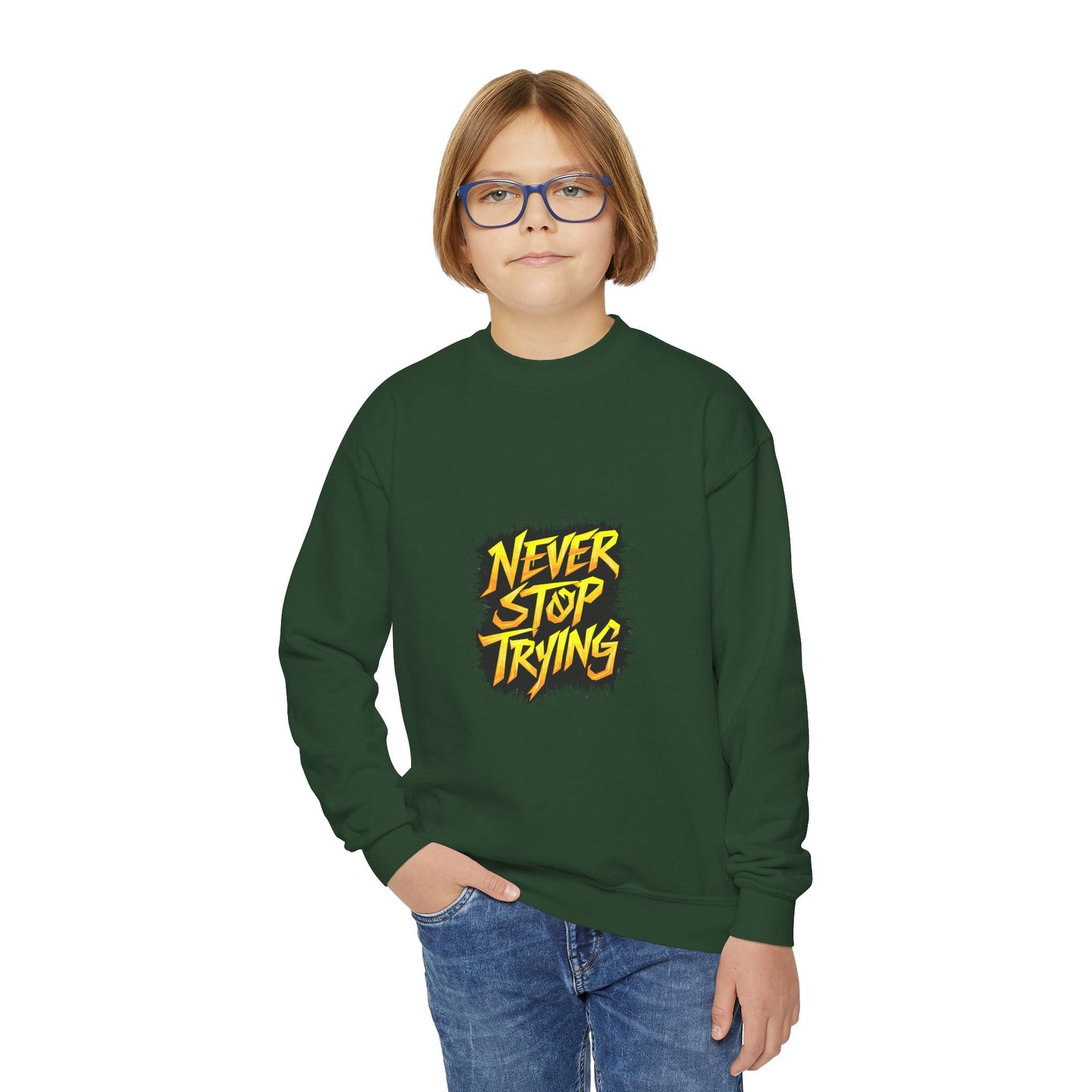 Never Stop Trying Youth Crewneck Sweatshirt