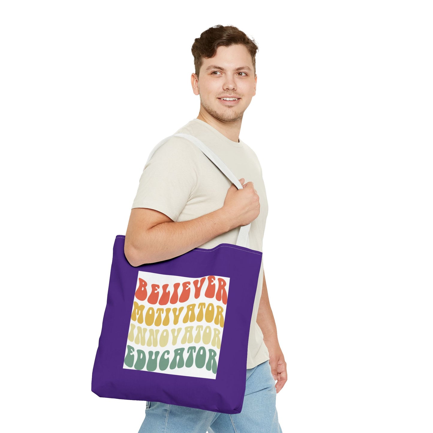 Believer Motivator Innovator Educator Tote Bag (AOP)
