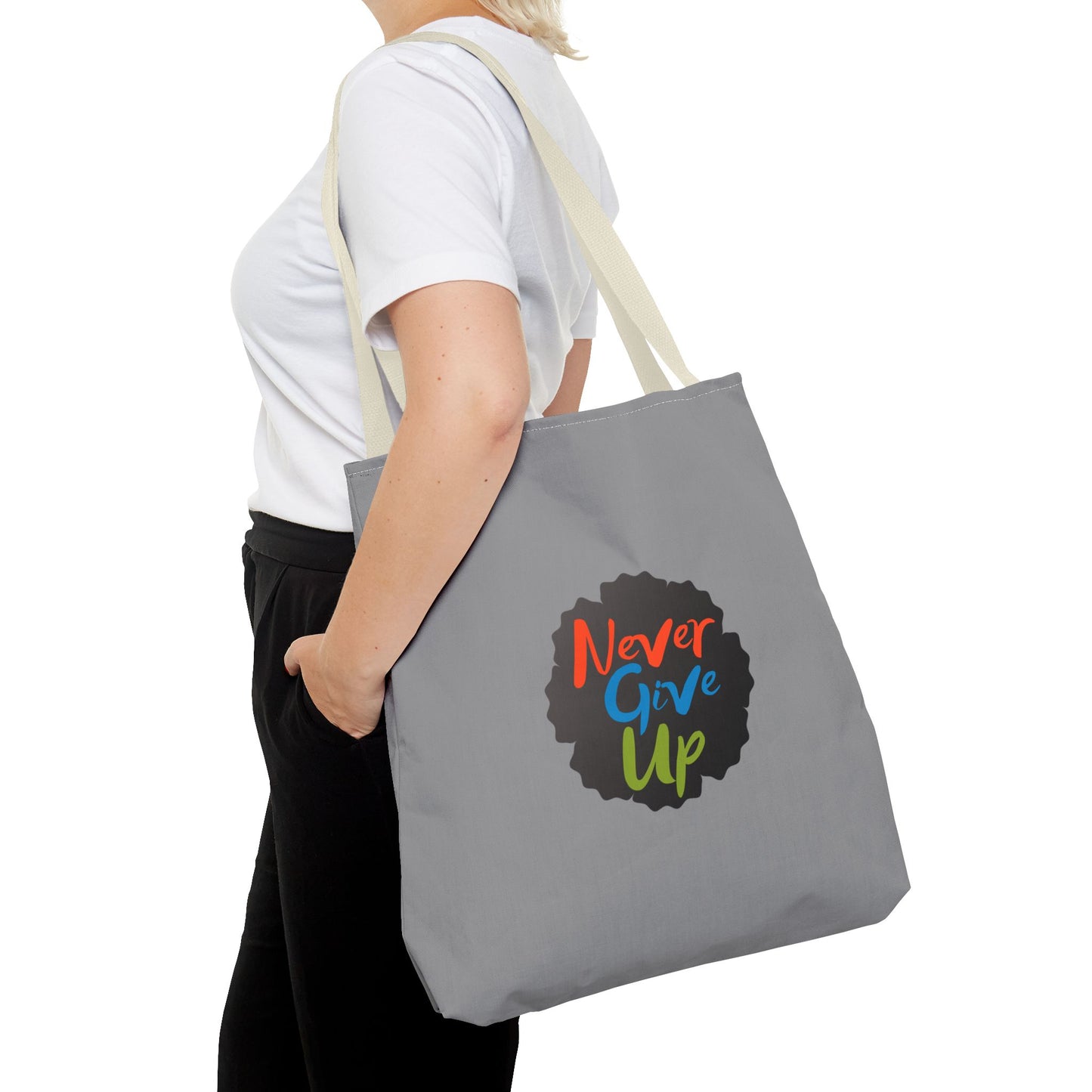 Never Give Up Tote Bag (AOP)