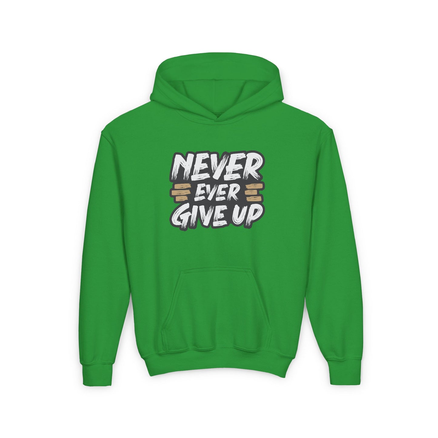 Never Ever Give Up Youth Heavy Blend Hooded Sweatshirt