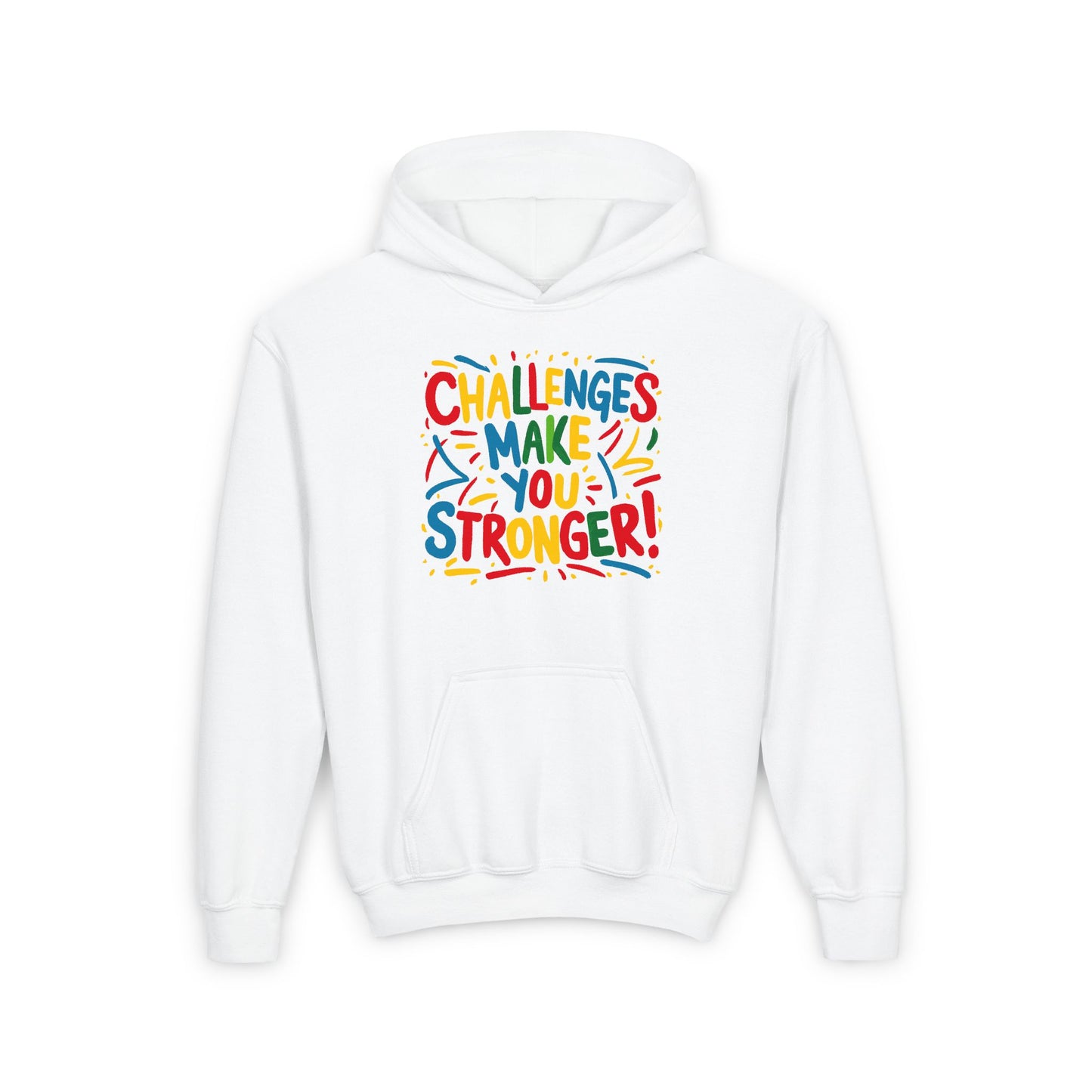 Challenges Make You Stronger! Youth Heavy Blend Hooded Sweatshirt