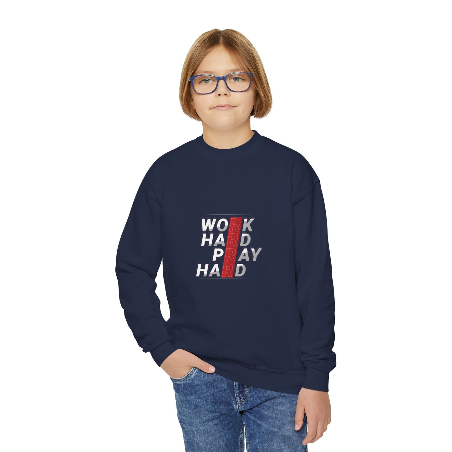 Work Hard Pray Hard Youth Crewneck Sweatshirt