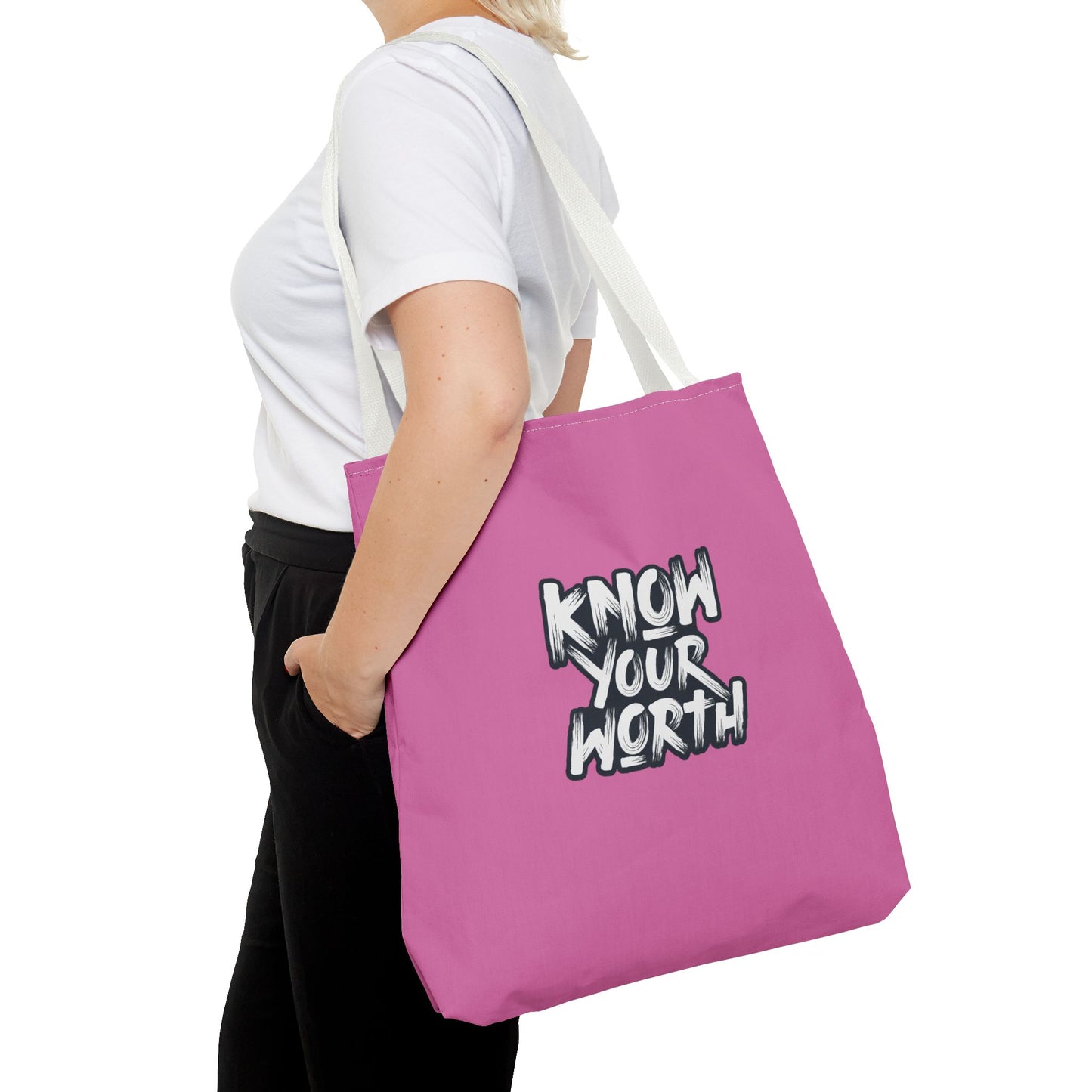 Know Your Worth Tote Bag (AOP)