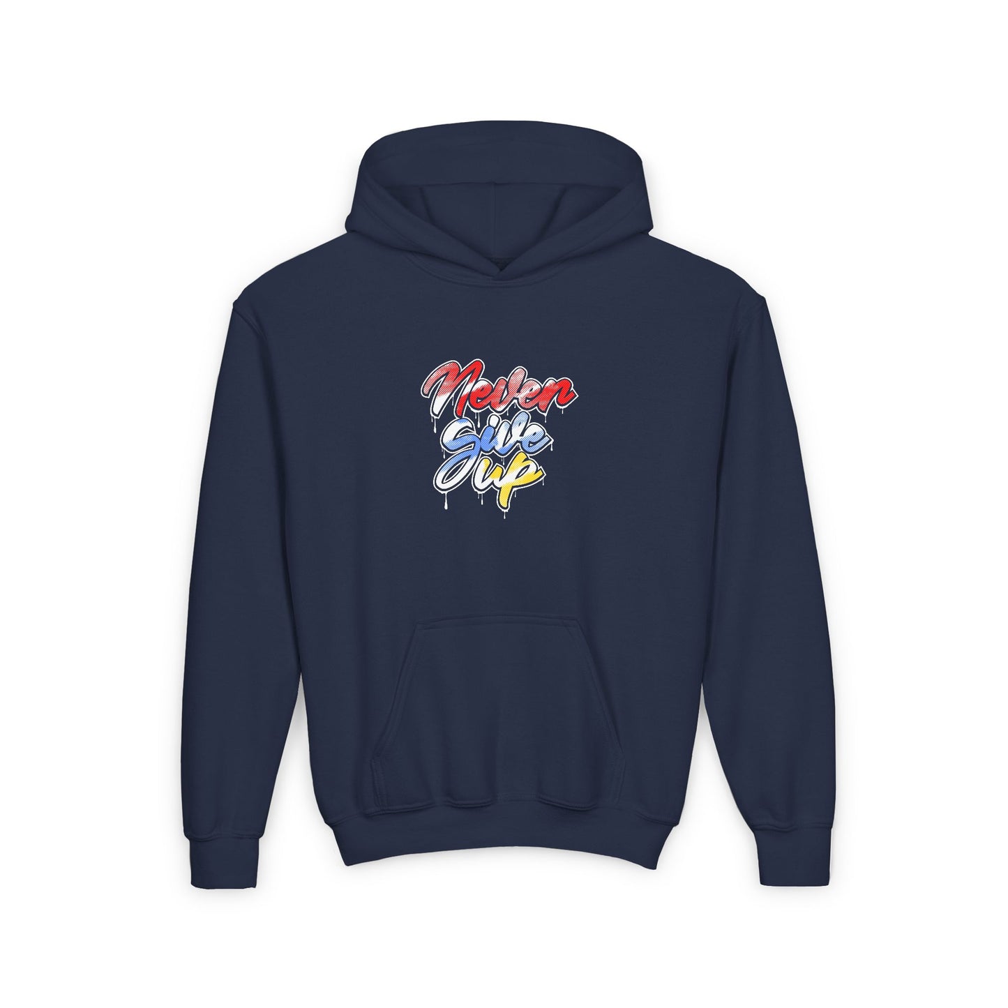 Never Give Up Youth Heavy Blend Hooded Sweatshirt