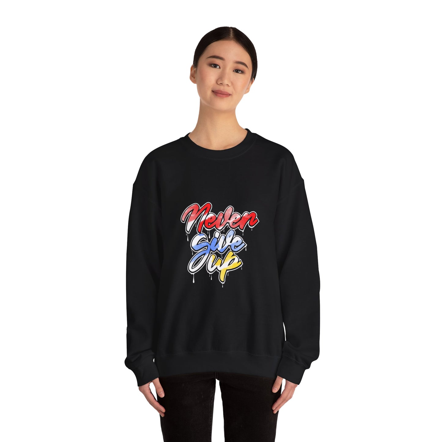 Never Give Up Unisex Heavy Blend™ Crewneck Sweatshirt