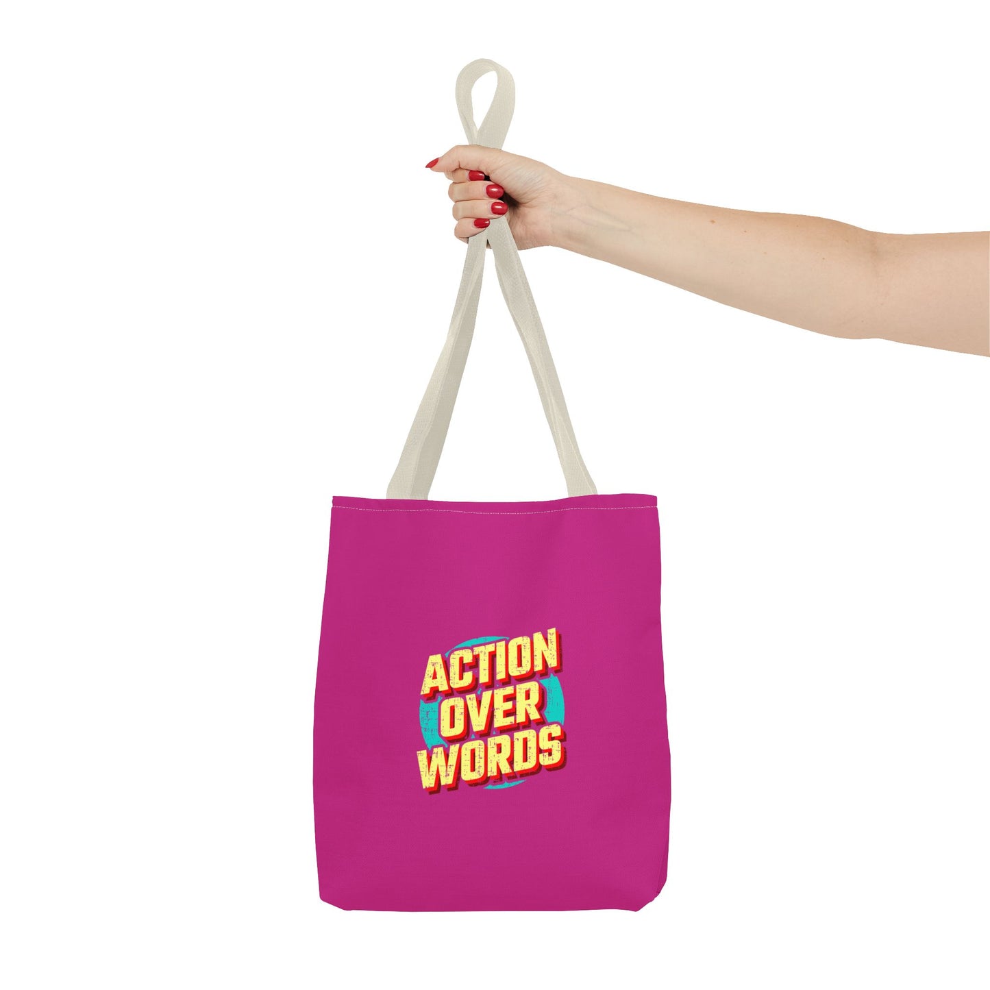 Action Over Words Tote Bag (AOP)