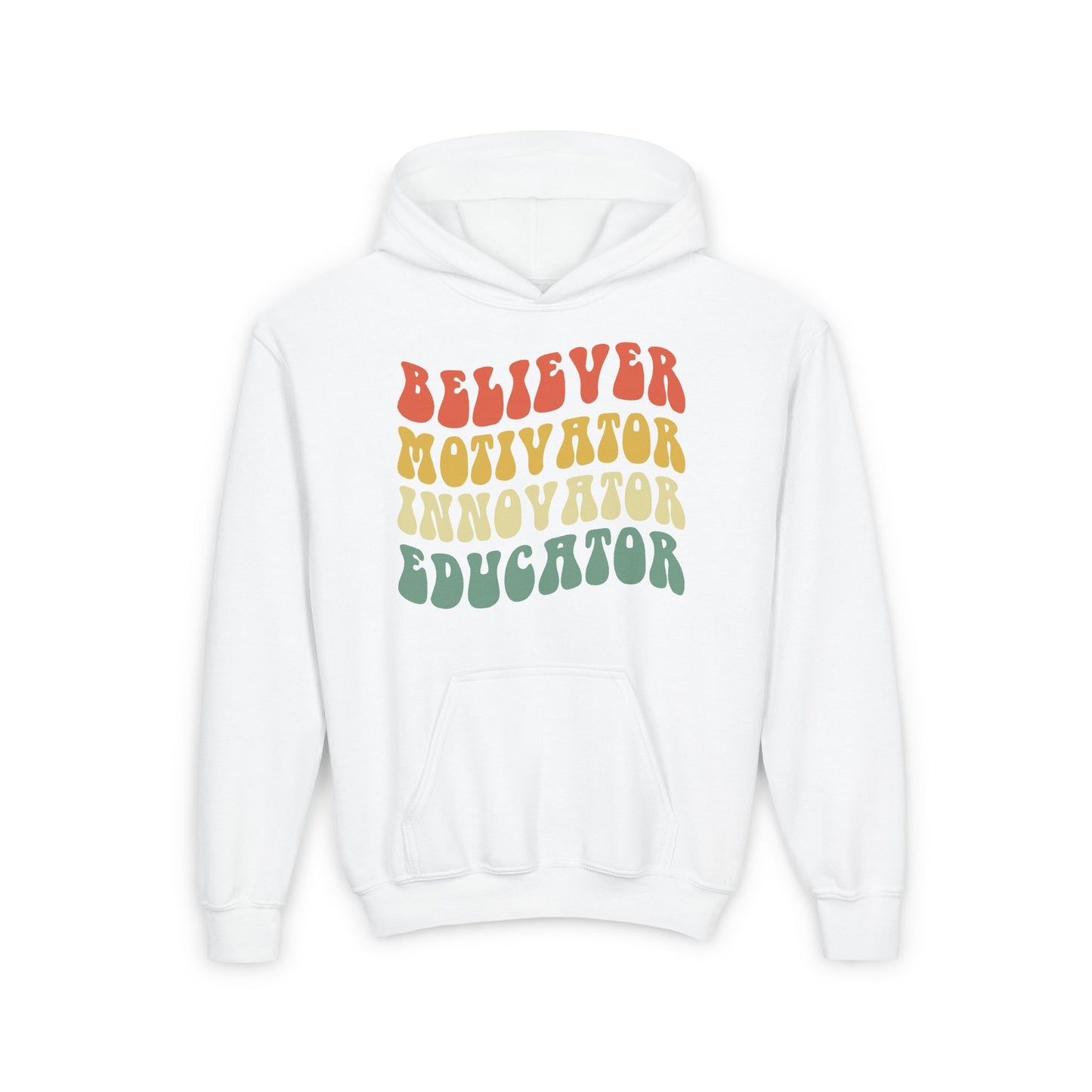 Believer Motivator Innovator Educator Youth Heavy Blend Hooded Sweatshirt