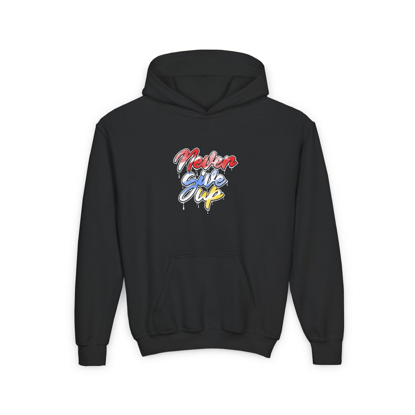 Never Give Up Youth Heavy Blend Hooded Sweatshirt
