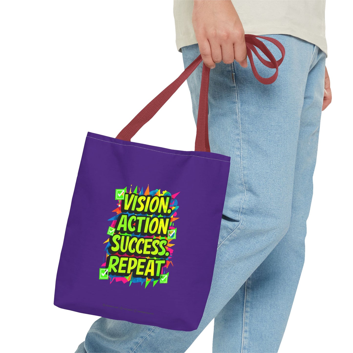 Vision Action Success Repeat Tote Bag (AOP)