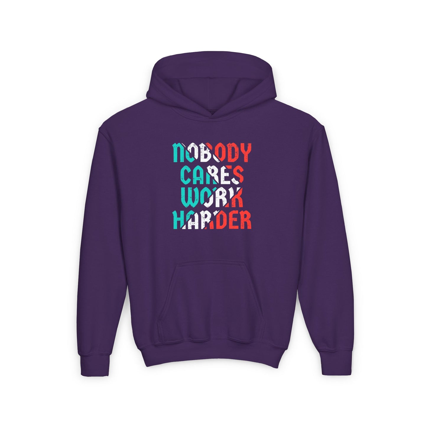 Nobody Cares Work Harder Youth Heavy Blend Hooded Sweatshirt