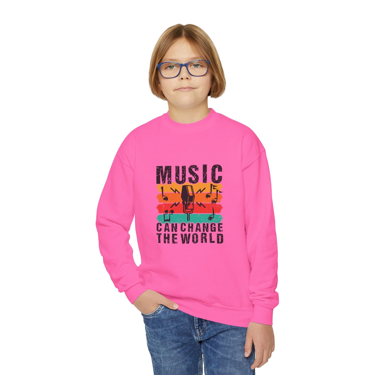 Music Can Change The World Youth Crewneck Sweatshirt