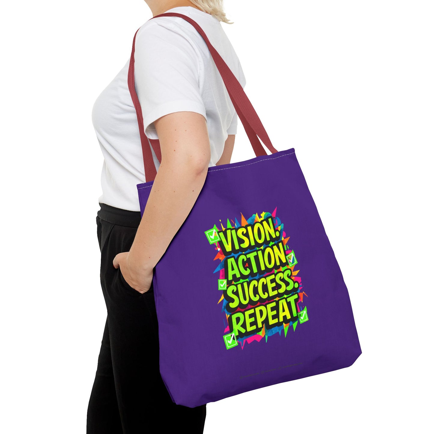 Vision Action Success Repeat Tote Bag (AOP)