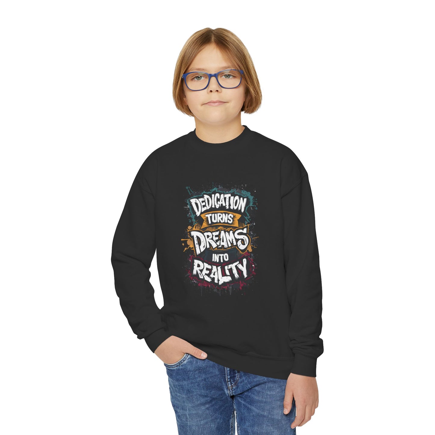 Dedication Turns Dreams Into Reality Youth Crewneck Sweatshirt