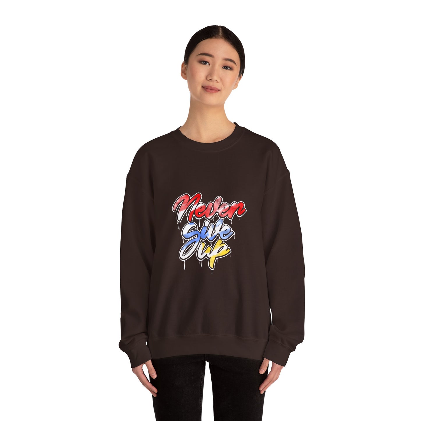 Never Give Up Unisex Heavy Blend™ Crewneck Sweatshirt