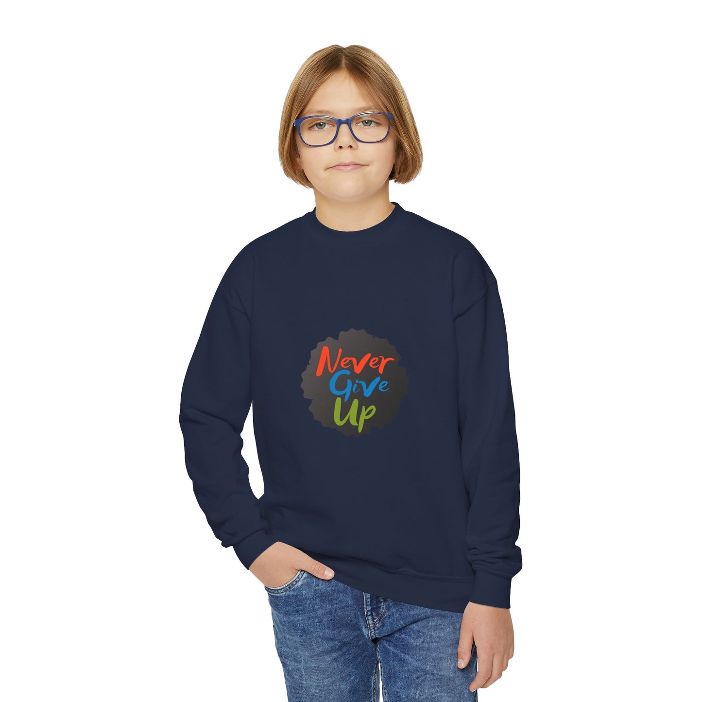 Never Give Up Youth Crewneck Sweatshirt