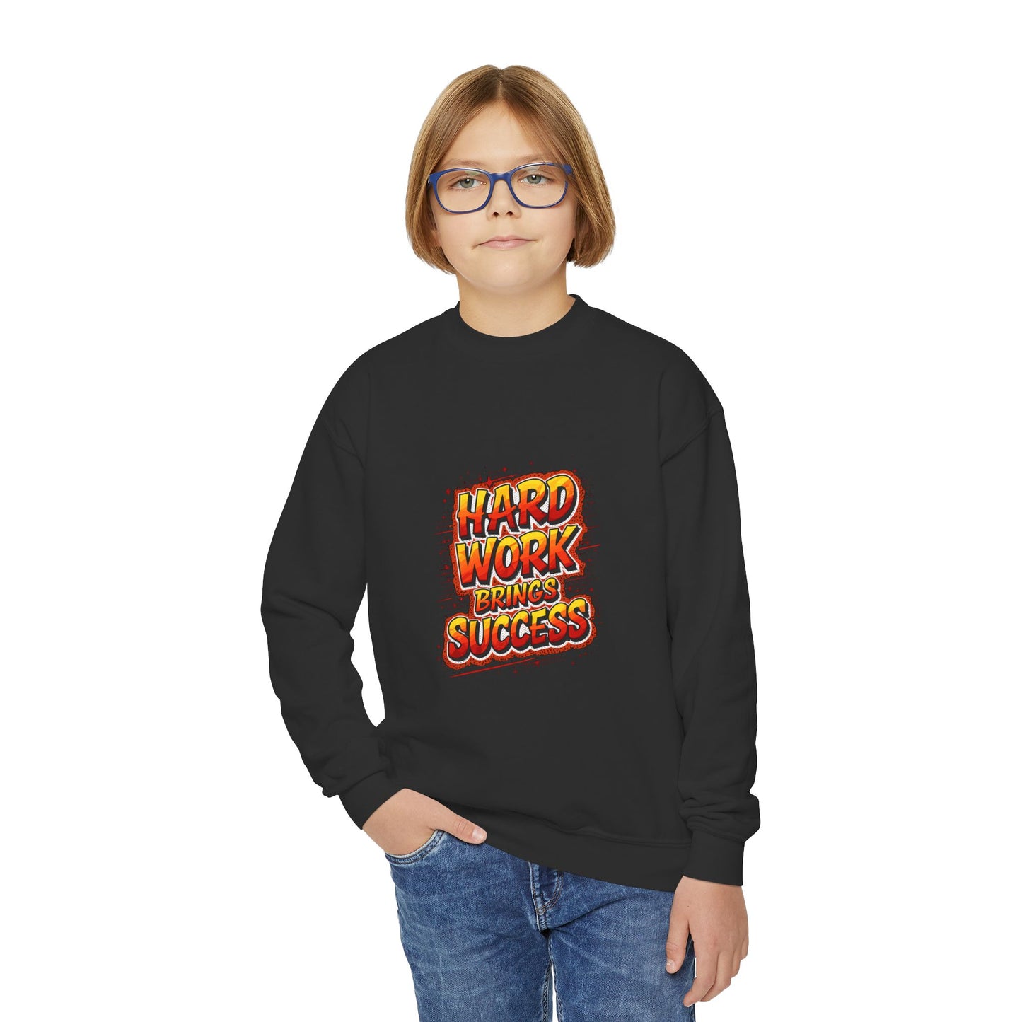 Hard Work Brings Success Youth Crewneck Sweatshirt