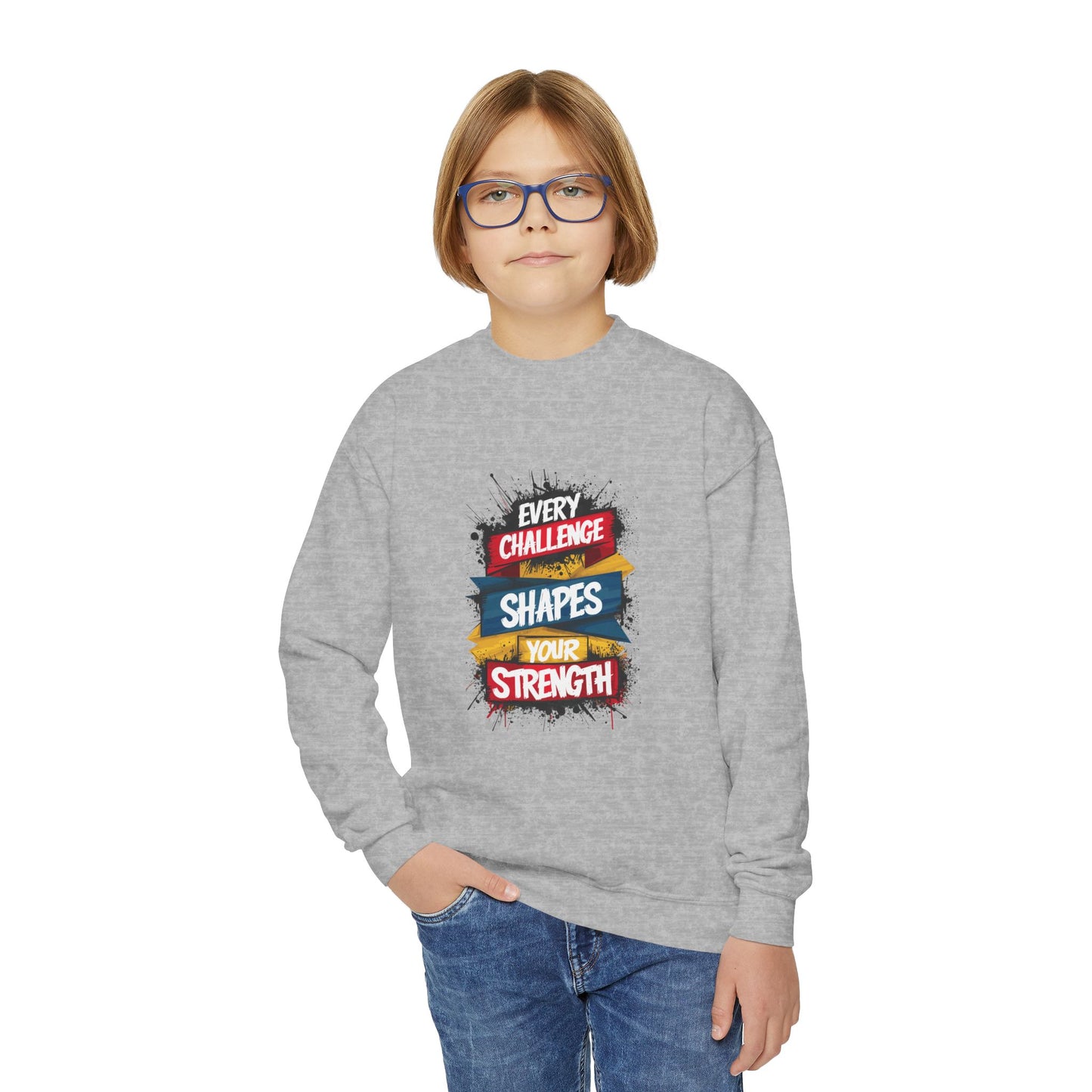 Every Challenge Shapes Your Strength Youth Crewneck Sweatshirt