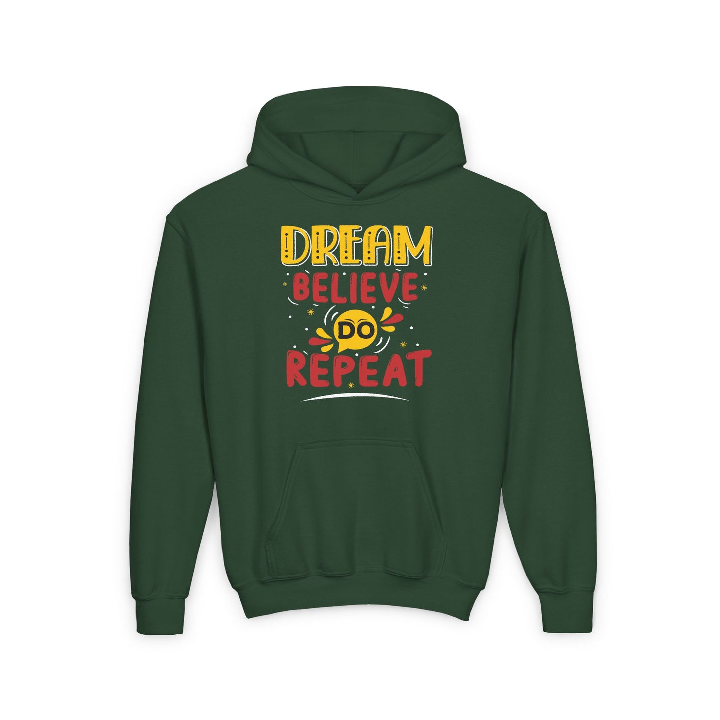 Dream Believe Repeat Youth Heavy Blend Hooded Sweatshirt