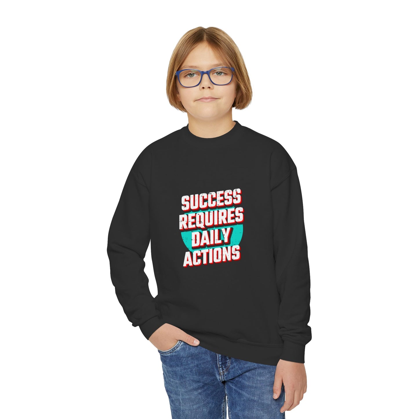Success Requires Daily Actions Youth Crewneck Sweatshirt