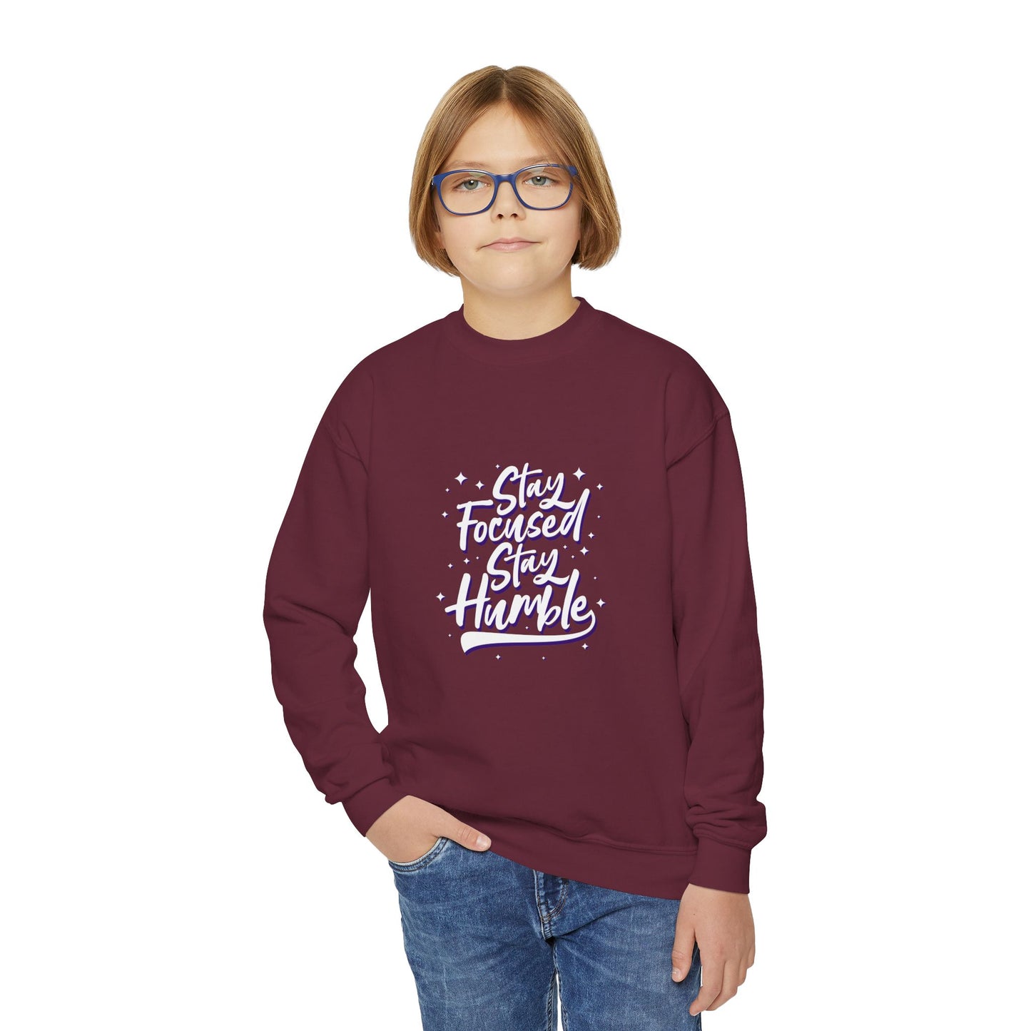 Stay Focused Stay Humble Youth Crewneck Sweatshirt