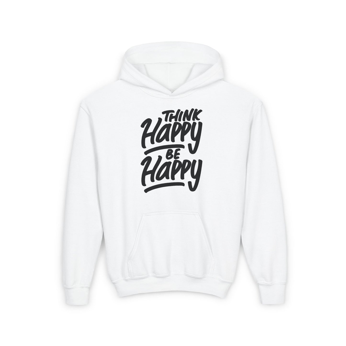 Think Happy Be Happy Youth Heavy Blend Hooded Sweatshirt
