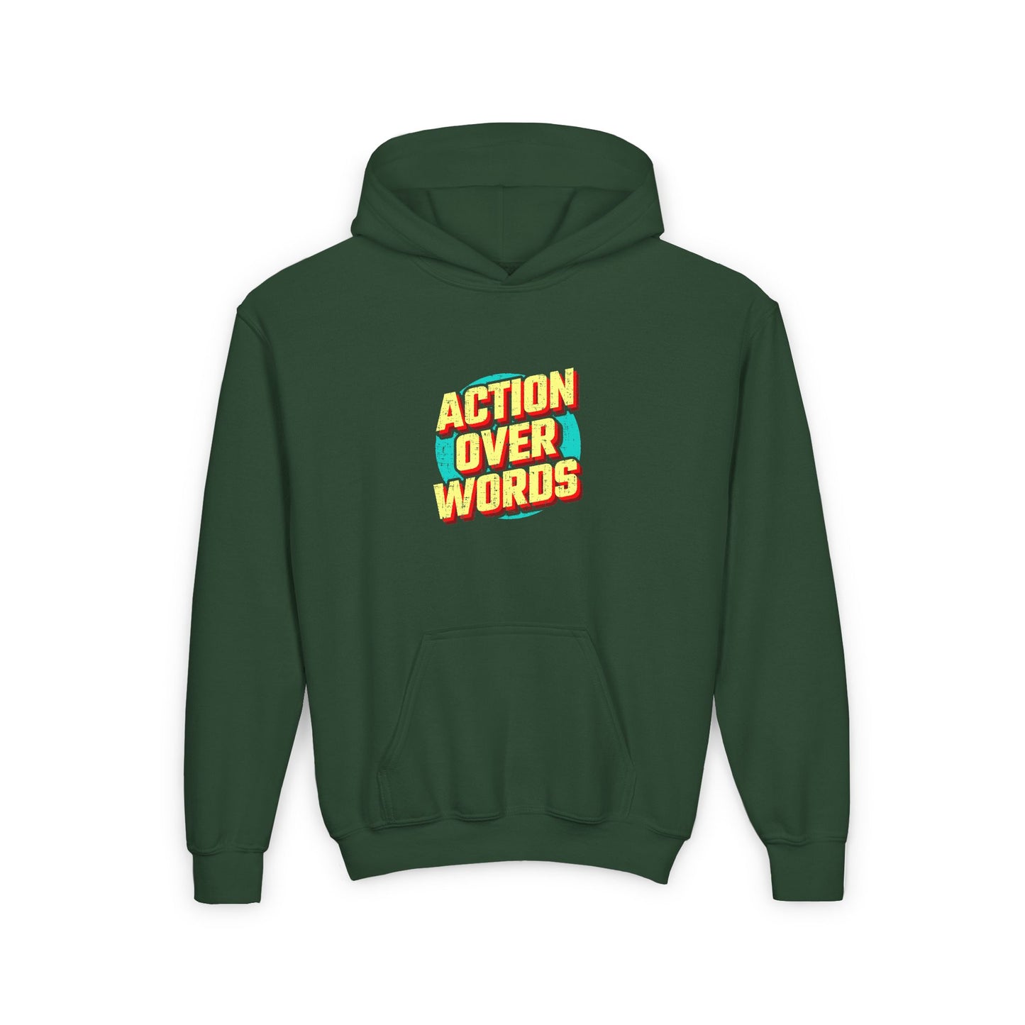 Action Over Words Youth Heavy Blend Hooded Sweatshirt