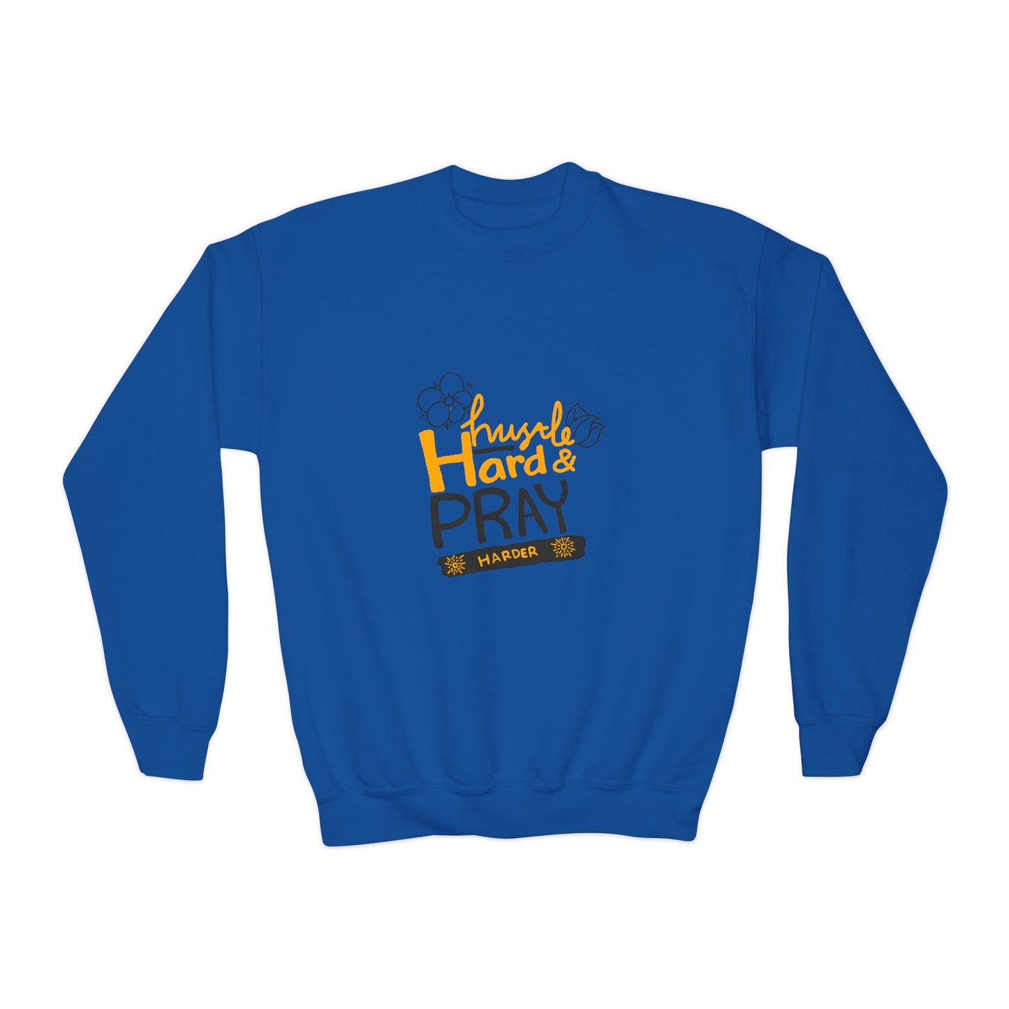 Hustle Hard And Pray Harder Youth Crewneck Sweatshirt