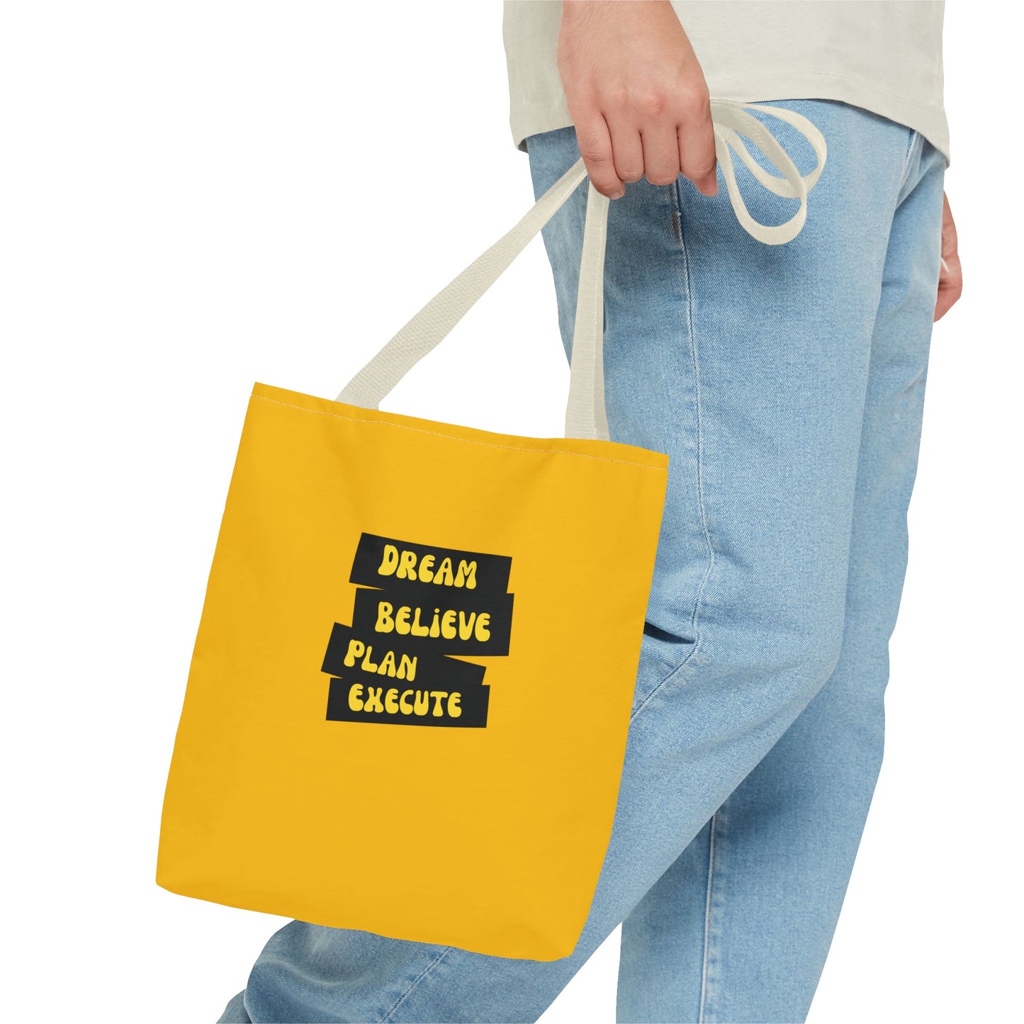 Dream Believe Plan Execute Tote Bag (AOP)