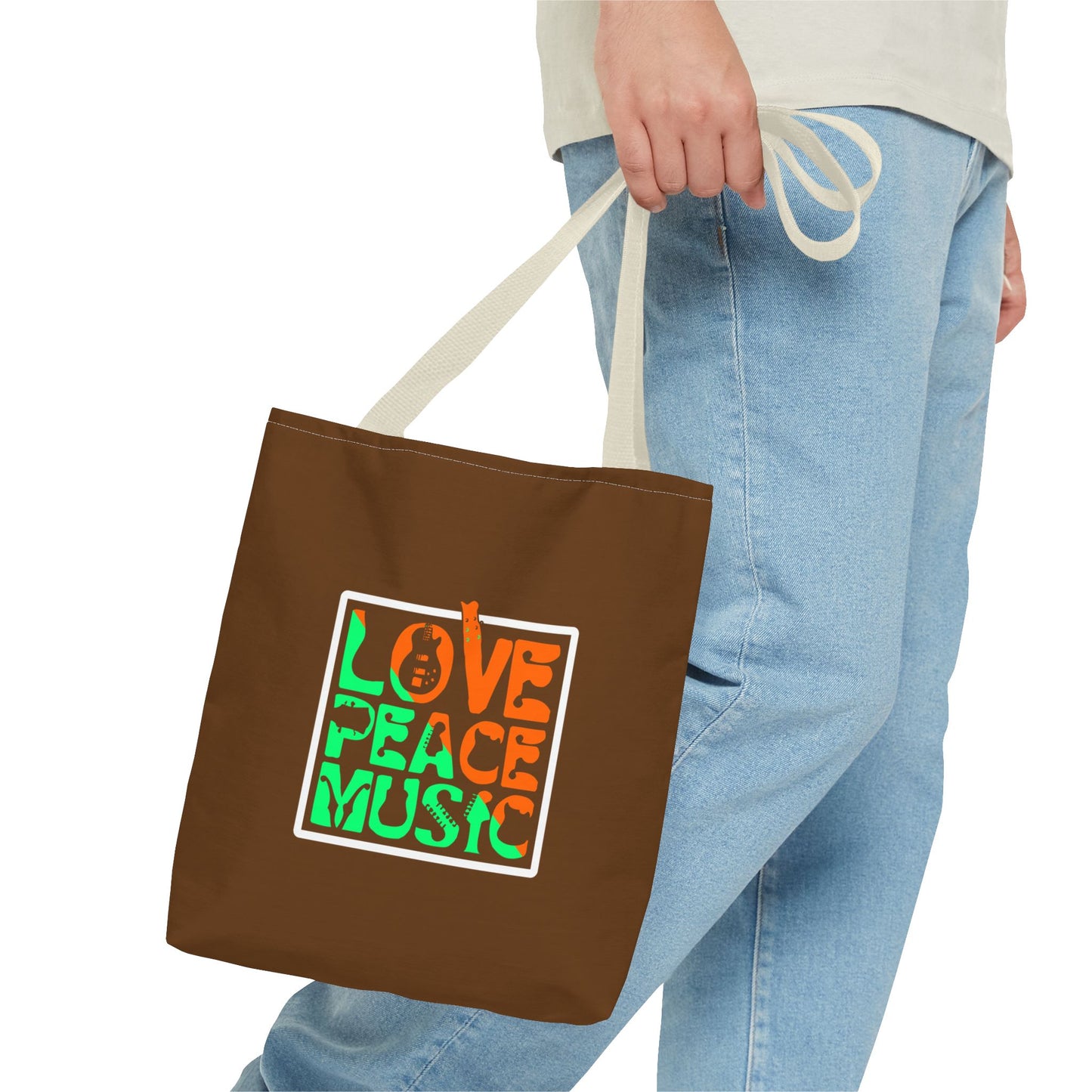 Love Peace Music Tote Bag (AOP)