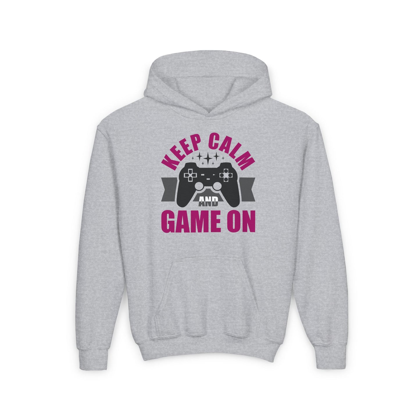 Keep Calm And Game On  Youth Heavy Blend Hooded Sweatshirt