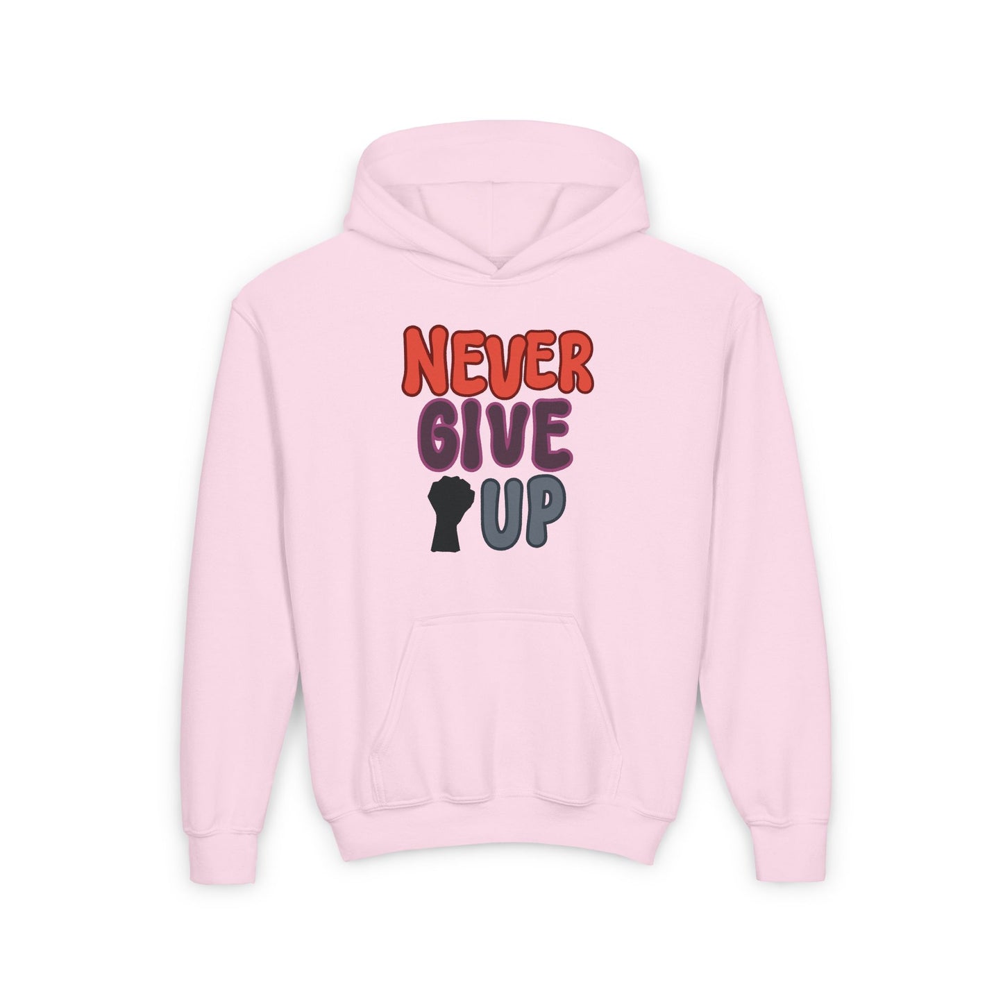 Never Give Up Youth Heavy Blend Hooded Sweatshirt