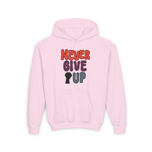 Never Give Up Youth Heavy Blend Hooded Sweatshirt