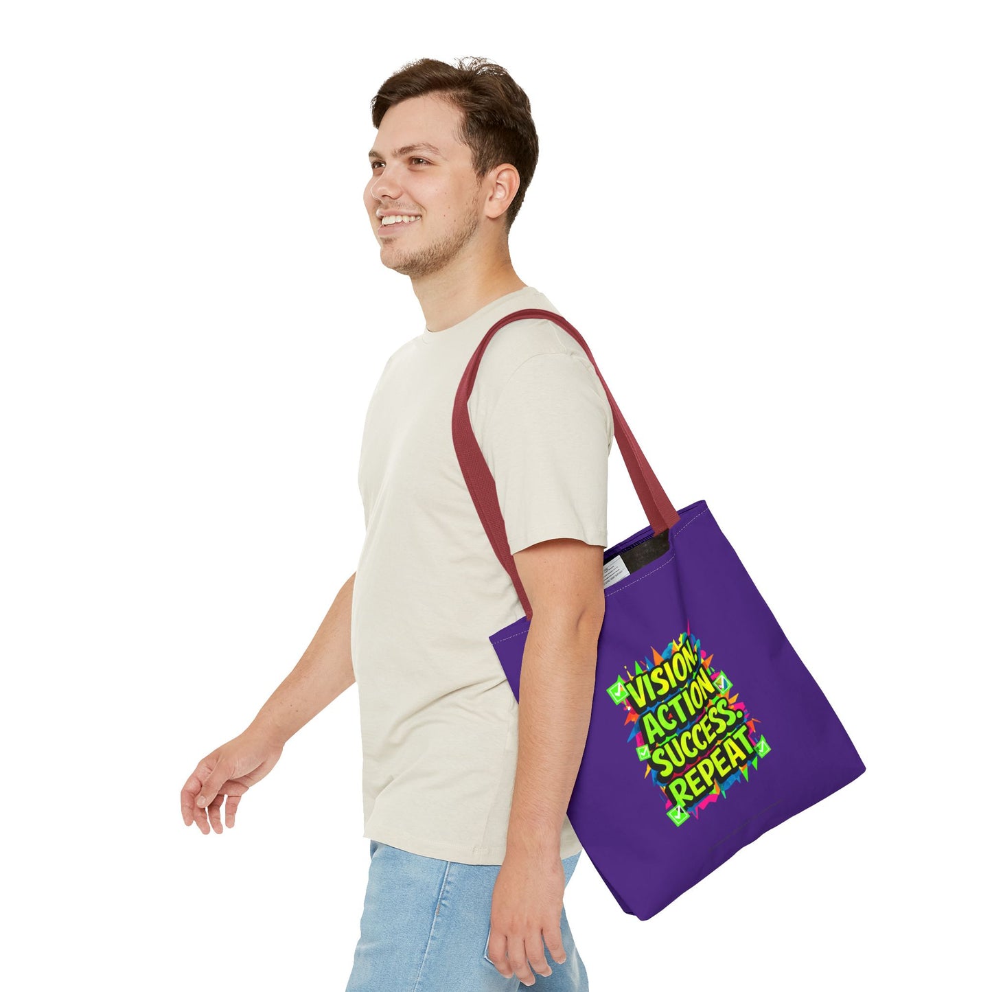 Vision Action Success Repeat Tote Bag (AOP)