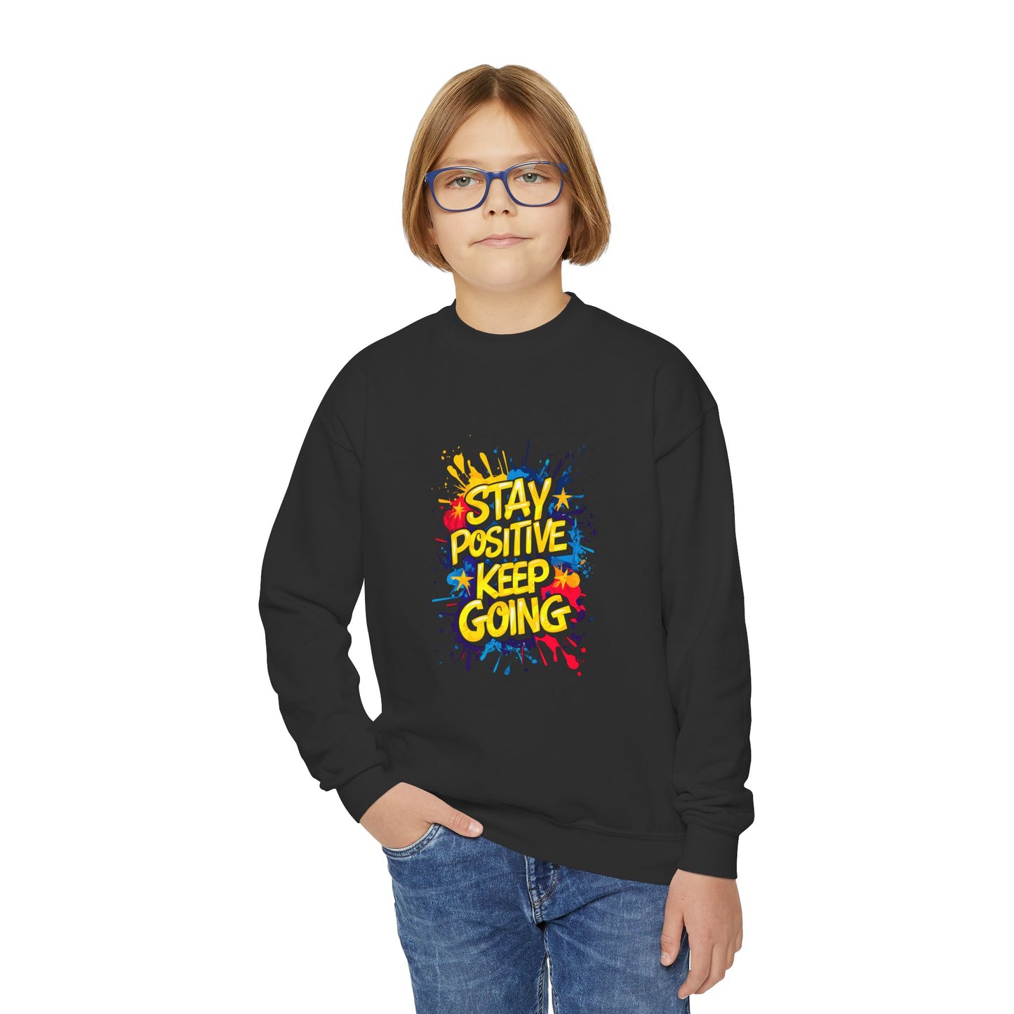 Stay Positive Keep Going Youth Crewneck Sweatshirt