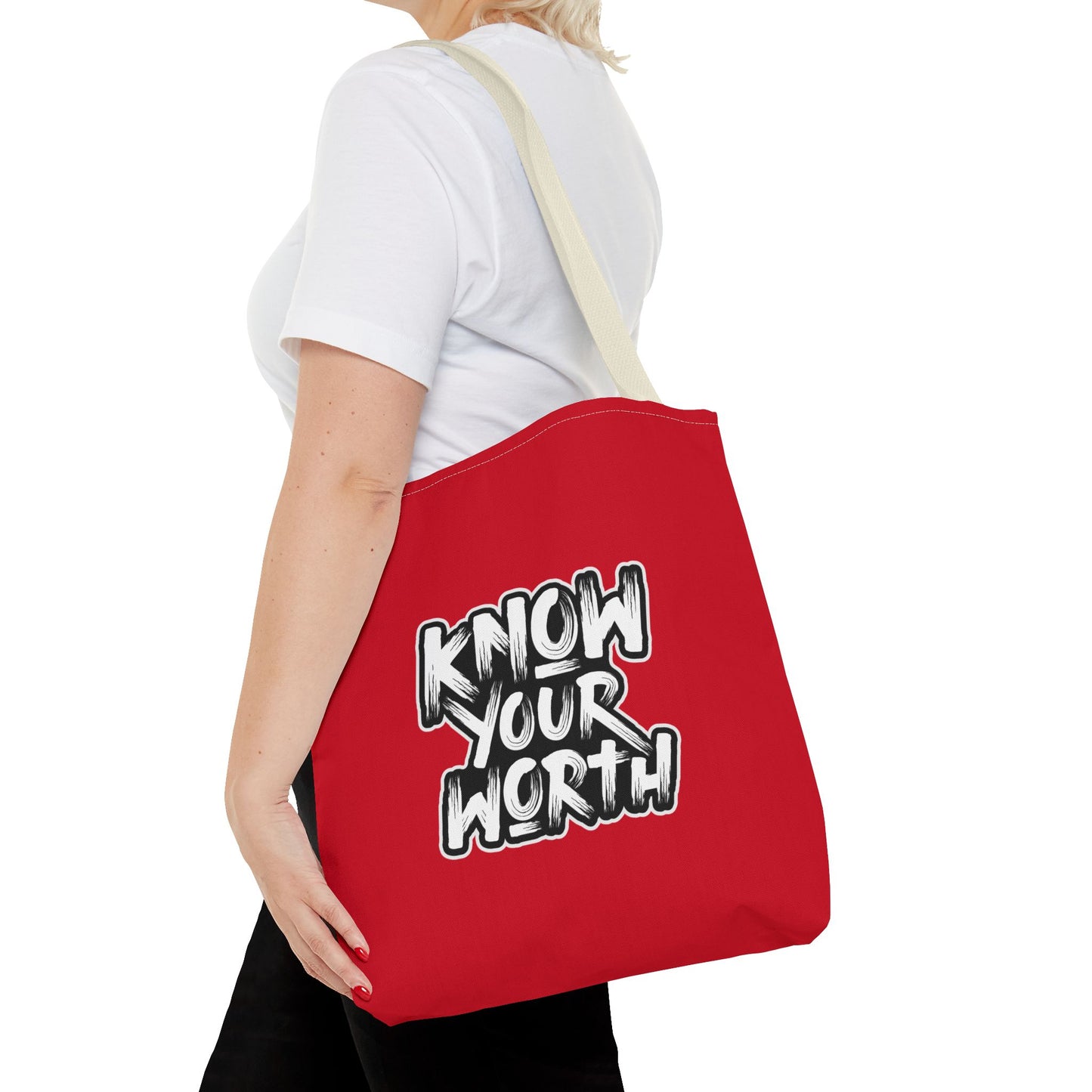 Know Your Worth Tote Bag (AOP)